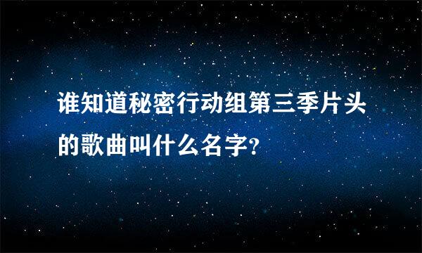 谁知道秘密行动组第三季片头的歌曲叫什么名字？