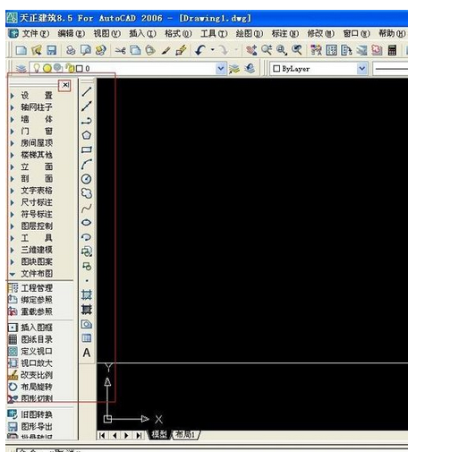 天正cad 在win7下 左侧天正工具栏如何调出来？