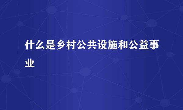 什么是乡村公共设施和公益事业