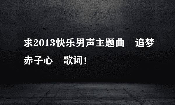 求2013快乐男声主题曲 追梦赤子心 歌词！