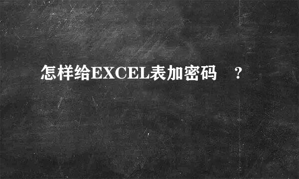 怎样给EXCEL表加密码 ?