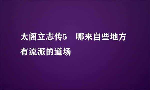 太阁立志传5 哪来自些地方有流派的道场