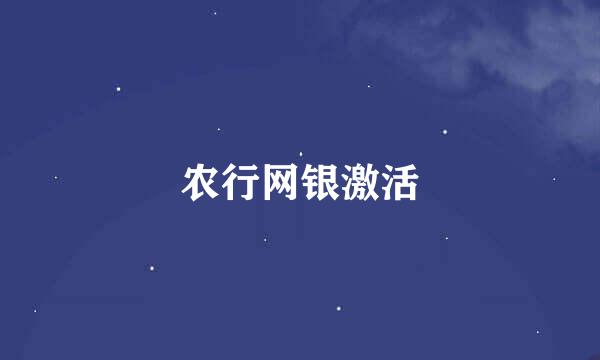 农行网银激活