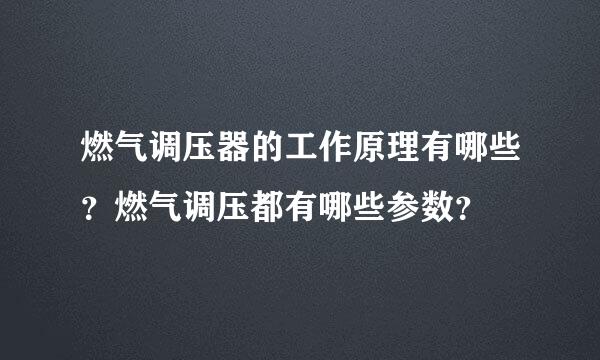 燃气调压器的工作原理有哪些？燃气调压都有哪些参数？