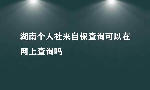 湖南个人社来自保查询可以在网上查询吗