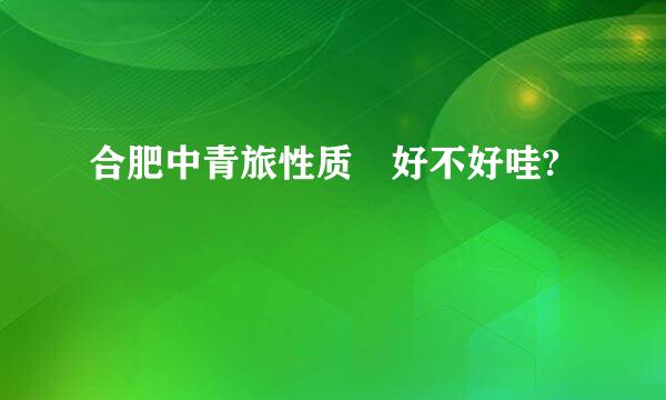 合肥中青旅性质 好不好哇?