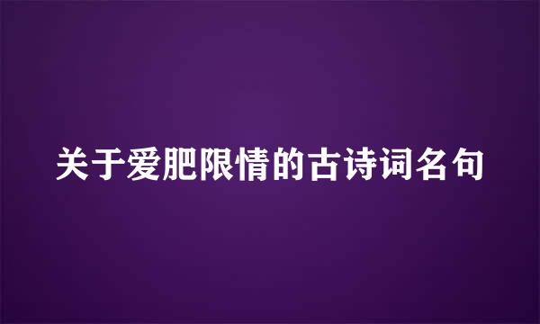 关于爱肥限情的古诗词名句