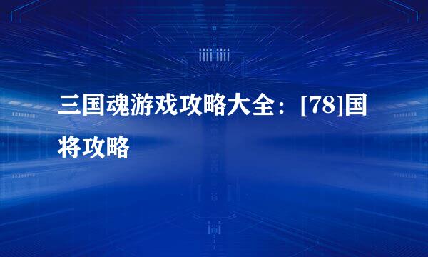 三国魂游戏攻略大全：[78]国将攻略