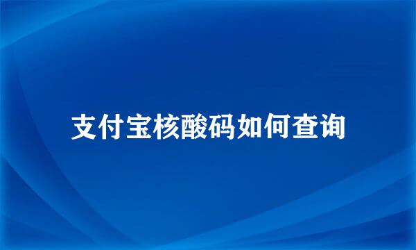 支付宝核酸码如何查询