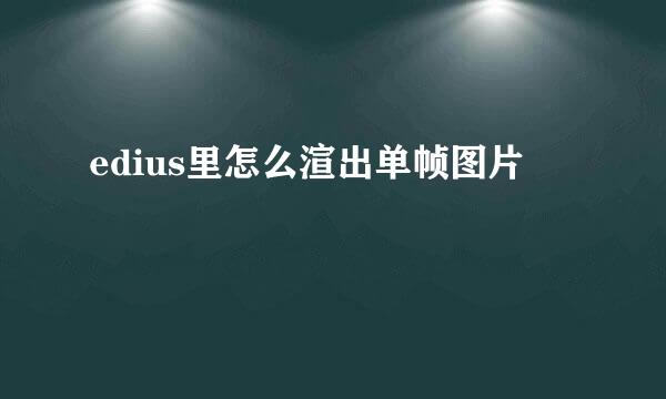 edius里怎么渲出单帧图片