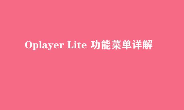 Oplayer Lite 功能菜单详解