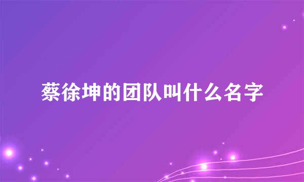 蔡徐坤的团队叫什么名字