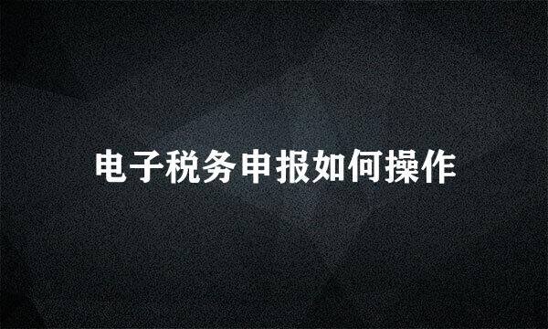 电子税务申报如何操作