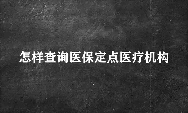 怎样查询医保定点医疗机构