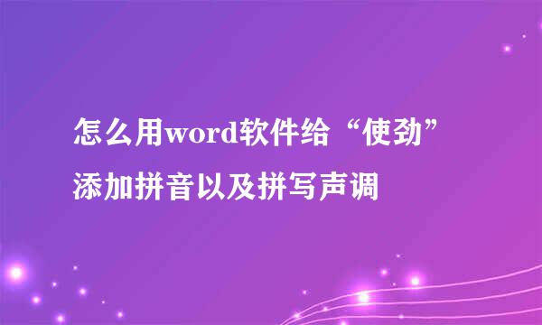 怎么用word软件给“使劲”添加拼音以及拼写声调