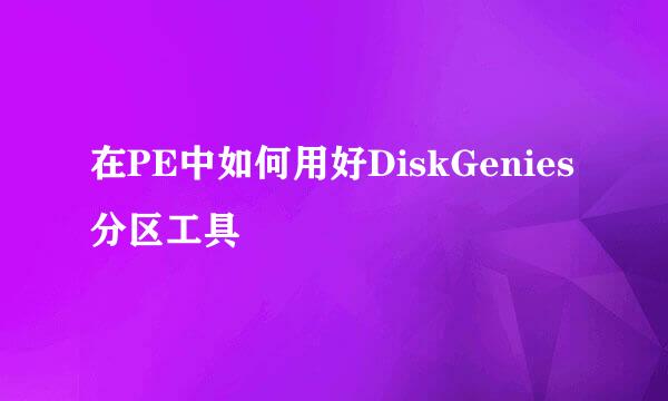 在PE中如何用好DiskGenies分区工具