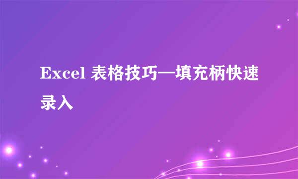 Excel 表格技巧—填充柄快速录入