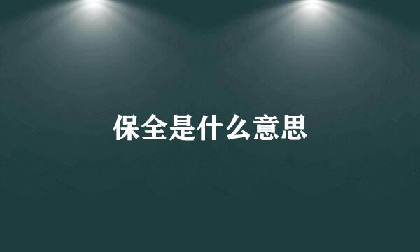 保全是什么意思