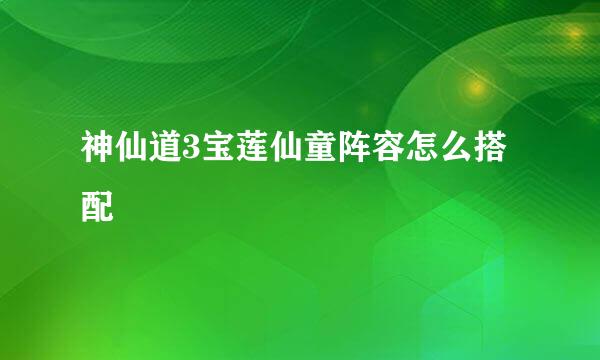 神仙道3宝莲仙童阵容怎么搭配