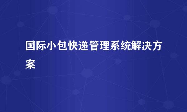 国际小包快递管理系统解决方案