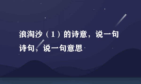 浪淘沙（1）的诗意，说一句诗句，说一句意思