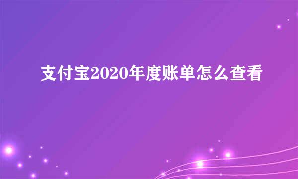 支付宝2020年度账单怎么查看