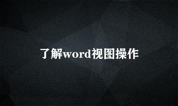 了解word视图操作