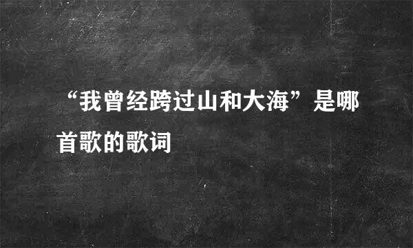 “我曾经跨过山和大海”是哪首歌的歌词