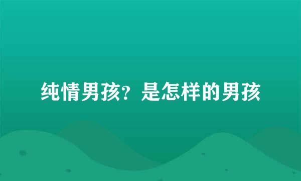 纯情男孩？是怎样的男孩