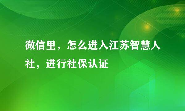 微信里，怎么进入江苏智慧人社，进行社保认证