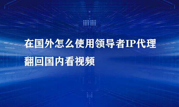 在国外怎么使用领导者IP代理翻回国内看视频