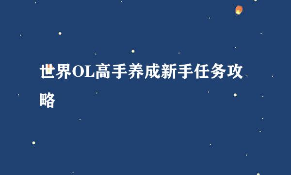 世界OL高手养成新手任务攻略