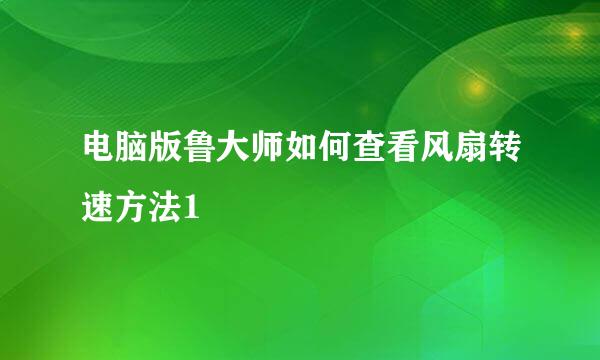 电脑版鲁大师如何查看风扇转速方法1