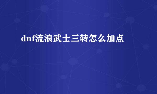 dnf流浪武士三转怎么加点