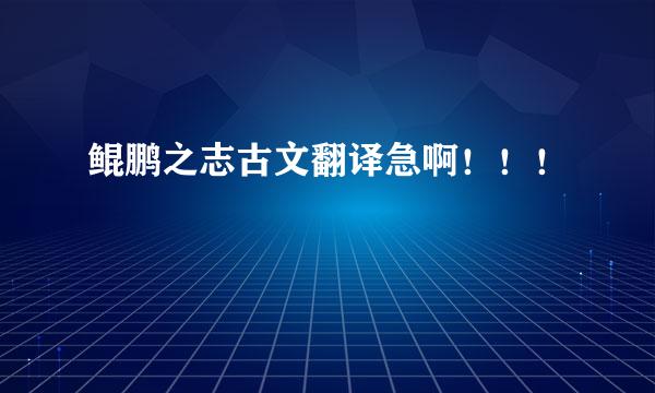 鲲鹏之志古文翻译急啊！！！