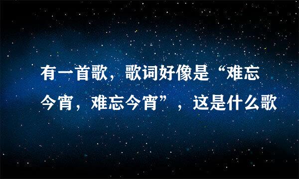 有一首歌，歌词好像是“难忘今宵，难忘今宵”，这是什么歌