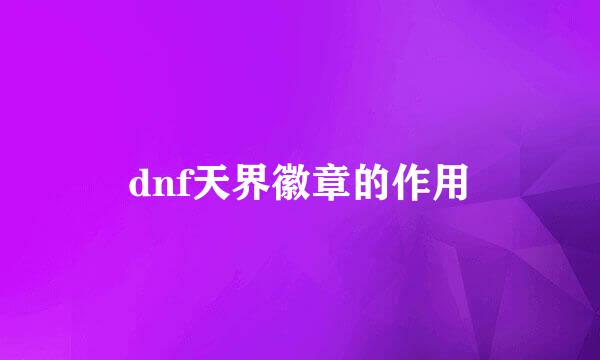 dnf天界徽章的作用