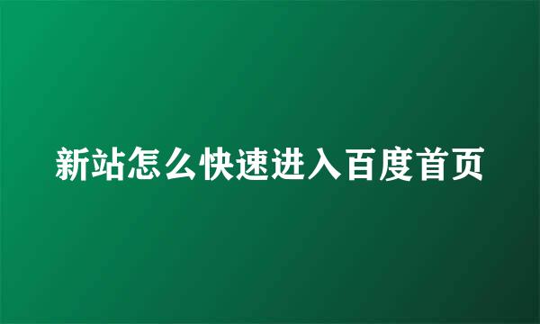 新站怎么快速进入百度首页