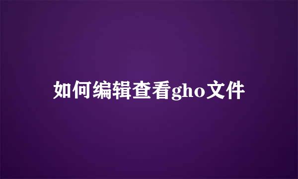 如何编辑查看gho文件