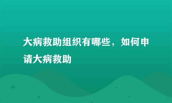 大病救助组织有哪些，如何申请大病救助