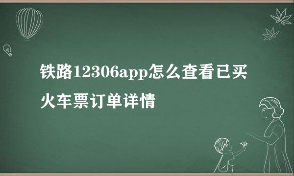 铁路12306app怎么查看已买火车票订单详情