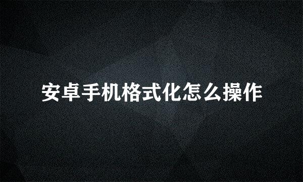 安卓手机格式化怎么操作