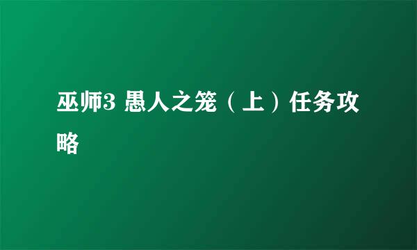 巫师3 愚人之笼（上）任务攻略