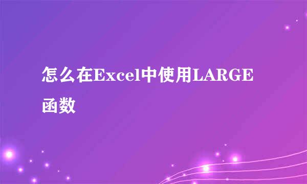 怎么在Excel中使用LARGE函数