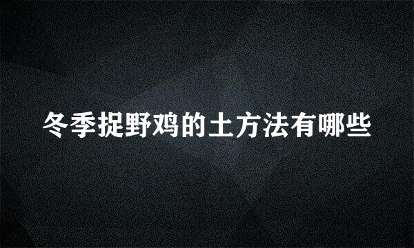 冬季捉野鸡的土方法有哪些