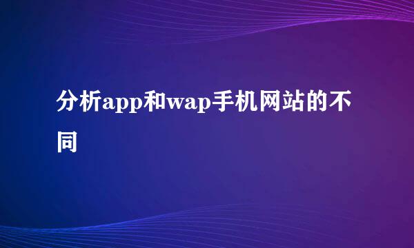 分析app和wap手机网站的不同