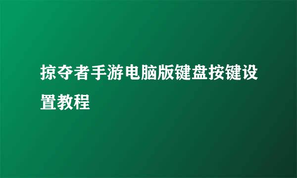 掠夺者手游电脑版键盘按键设置教程