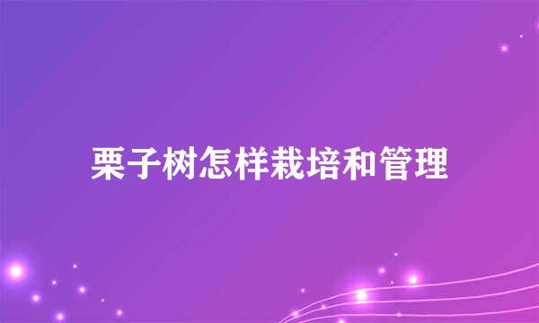 栗子树怎样栽培和管理