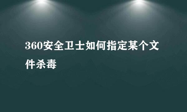 360安全卫士如何指定某个文件杀毒