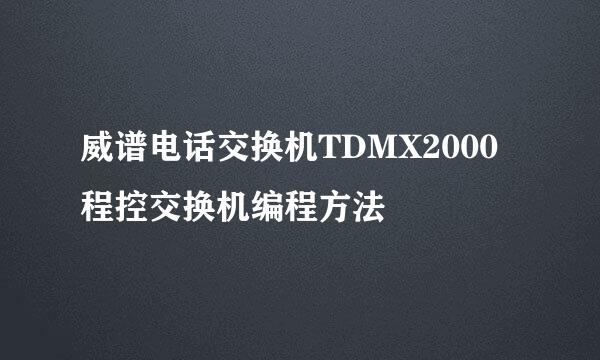 威谱电话交换机TDMX2000程控交换机编程方法